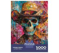 for Adults 1000 Piece Puzzle Cowboy Skull Art Print Jigsaw Puzzle Toy Wall Decor A Work of Art Unique Gifts for Birthday And Christmas 38x26cm/1000pcs