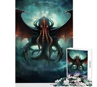 for Adults 1000 Piece Puzzle Cthulhu Flying In Space Home Decoration Toys Great Gift Practical Game with Fully Interlocking Randomly Shaped Pieces Size 50x75cm