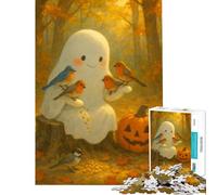 for Adults 1000 Piece Puzzle Cute Ghost Feeding Birds Learning Educational Toys Educational Games Birthday Present Great Gifts And Toys (Size 38x26cm)