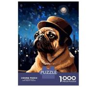 for Adults 1000 Piece Puzzle Cute Pug Hat Pixel Art Teenager Puzzles Relax Games Improve Memory Unique Gifts for Birthday And Christmas 70x50cm/1000pcs