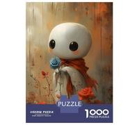 for Adults 1000 Piece Puzzle Cute Sheet Ghost with Blue Rose Teenager Puzzles Relax Games Improve Memory Unique Gifts for Birthday And Christmas 70x50cm/1000pcs