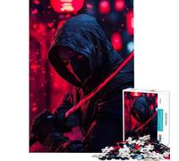 for Adults 1000 Piece Puzzle Cyberpunk Ninja Katana Impossible Game for Educational Game Challenge Toy Funny Gifts Enhance Memory (Size 38x52cm)