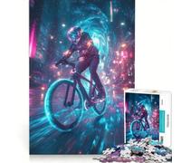 for Adults 1000 Piece Puzzle Cyclist in Neon City, Educational Games, Difficult And Challenge, for Is Ideal As A Gift 50x75cm