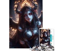 for Adults 1000 Piece Puzzle Dark Angel with Horns Challenging To Complete Family Activities Educational Games for Age 14+ Game (38x52cm)