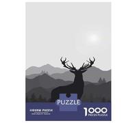 for Adults 1000 Piece Puzzle Deer Silhouette in Mountains Puzzles for Adults Hands-on Game Staycation Kill Time Unique Gifts for Birthday And Christmas 52x38cm/1000pcs