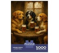 for Adults 1000 Piece Puzzle Dogs Drinking Beer at A Pub Puzzles for Adults Hands-on Game Staycation Kill Time Unique Gifts for Birthday And Christmas 70x50cm/1000pcs