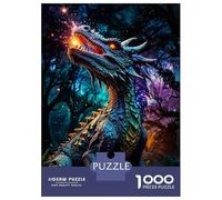 for Adults 1000 Piece Puzzle Dragon Breathing Fire in A Magical Forest Puzzles for Adults Brain Teaser Game Perfect Decoration Difficult And Challenge 70x50cm/1000pcs