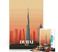 for Adults 1000 Piece Puzzle Dubai UAE Skyline Art Print Sharp Cut Art Smart Challenge Fun Idle Time Game Christmas Wall Decor (38x52cm)