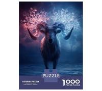 for Adults 1000 Piece Puzzle Fantasy Ram with Floral Antlers Puzzles for Adults Hands-on Game Staycation Kill Time Unique Gifts for Birthday And Christmas 52x38cm/1000pcs
