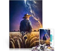 for Adults 1000 Piece Puzzle Farmer under Milky Way Made of cardboard Suitable for ages 14 and up Brain Teaser game Games Toys Gift。size：26x38cm/10.24x14.96inch