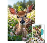 for Adults 1000 Piece Puzzle Fawn in Clover Field Toy Intellectual Game Brain Teaser Game Analysis And Logic Great Gifts And Toys (Size 38x52cm)