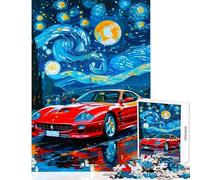 for Adults 1000 Piece Puzzle Ferrari M Maranello Under Starry Night Jigsaw Puzzle 1000 Home Decoration Toys Gifts for Women Men Home Decoration (38x52cm)