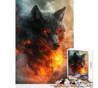 for Adults 1000 Piece Puzzle Fiery Wolf's Gaze - Practical Game for The Whole Family Toy Wall Decor Train Your Brain And Hands (38x52cm)