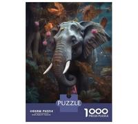 for Adults 1000 Piece Puzzle Floral Magical Elephant Jigsaw Anti-Stress Toys Presents for Women Unique Gifts for Birthday And Christmas 38x26cm/1000pcs
