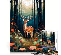 for Adults 1000 Piece Puzzle Forest Deer Pixel Art Precise Joint Play Smart Brain Toy Free Time Game Birthday Mind Gift (38x26cm)