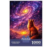 for Adults 1000 Piece Puzzle Fox Gazing at A Swirling Galaxy Puzzles for Adults Brain Teaser Game Perfect Decoration Difficult And Challenge 52x38cm/1000pcs