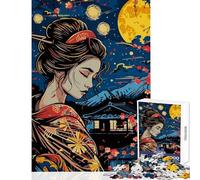 for Adults 1000 Piece Puzzle Geisha Japanese Vangogh Practical Game for The Whole Family Toy Wall Decor Train Your Brain And Hands (38x52cm)