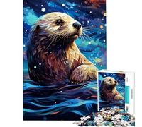 for Adults 1000 Piece Puzzle Geometric Sea Otter Help The Brain Exercise Staycation Kill Time Family Games for And 14 Years And over (50x75cm)