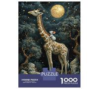 for Adults 1000 Piece Puzzle Giraffe And Mouse Under Stars Jigsaws for Adults Toy Wall Decor Enhance Memory Unique Gifts for Birthday And Christmas 38x26cm/1000pcs