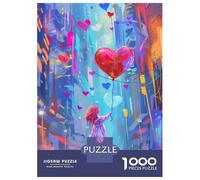 for Adults 1000 Piece Puzzle Girl with Heart Balloon Teenager Puzzles Relax Games Improve Memory Unique Gifts for Birthday And Christmas 70x50cm/1000pcs