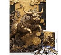 for Adults 1000 Piece Puzzle Golden Bitcoin Bull Practical Game for The Whole Family Toy Wall Decor Train Your Brain And Hands (50x75cm)