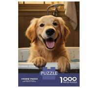 for Adults 1000 Piece Puzzle Golden Retriever Dog Happy Puzzles for Adults Brain Teaser Game Perfect Decoration Difficult And Challenge 70x50cm/1000pcs