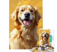 for Adults 1000 Piece Puzzle Golden Retriever Joy Jigsaw for Teenagers Pattern Assembly Parent-child Interaction Birthday And Unique Gifts (Size 38x52cm)