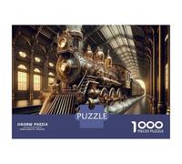 for Adults 1000 Piece Puzzle Golden Steam Train Jigsaw Puzzle Anti-Stress Toys Difficult Hard Unique Gifts for Birthday And Christmas 70x50cm/1000pcs