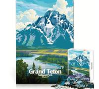 for Adults 1000 Piece Puzzle Grand Teton National Park Illustration Perfect Joint Game Creative Fun Toy Restful Game Fun Birthday Mind Gift (38x26cm)