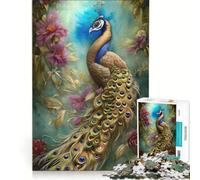for Adults 1000 Piece Puzzle Gray Peacock Art Watercolor, Educational Games, Difficult And Challenge, for Is Ideal As A Gift 38X52CM
