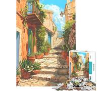 for Adults 1000 Piece Puzzle Greek Streets Impossible Game for Educational Game Challenge Toy Funny Gifts Enhance Memory (Size 38x52cm)