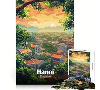 for Adults 1000 Piece Puzzle Hanoi, Vietnam Cityscape Illustration Perfect Joint Game Creative Fun Toy Restful Game Fun Birthday Mind Gift (38x26cm)
