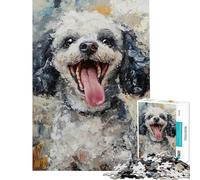 for Adults 1000 Piece Puzzle Happy Poodle Painting Jigsaw for Teenagers Pattern Assembly Parent-child Interaction Birthday And Unique Gifts (Size 38x52cm)