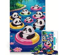 for Adults 1000 Piece Puzzle Happy Swimming Pandas Sharp Cut Art Smart Challenge Fun Idle Time Game Christmas Wall Decor (38x52cm)
