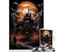 for Adults 1000 Piece Puzzle Haunted House Under A Full Moon Educational Toy Birthday Gift for Educational Game Decompressing Intellectual Size 50x75cm