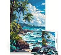 for Adults 1000 Piece Puzzle Hawaii Retro Pixel Art Precise Joint Play Smart Brain Toy Free Time Game Birthday Mind Gift (38x26cm)