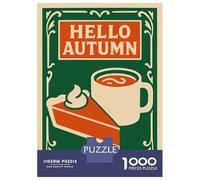 for Adults 1000 Piece Puzzle Hello Autumn Pie And Coffee Illustration Puzzles for Adults Brain Teaser Game Perfect Decoration Difficult And Challenge 70x50cm/1000pcs