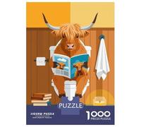 for Adults 1000 Piece Puzzle Highland Cow Reading Puzzles for Adults Hands-on Game Staycation Kill Time Unique Gifts for Birthday And Christmas 52x38cm/1000pcs