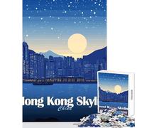 for Adults 1000 Piece Puzzle Hong Kong Skyline at Night Puzzle For Teenagers Stress Reliever Difficult And Challenge Toy Intellectual Game (38x52cm)