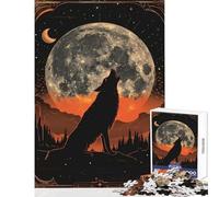 for Adults 1000 Piece Puzzle Howling Wolf Tarot Card Anti-Stress Toys Gifts Ideas for Educational Game Decompressing Intellectual Size 38x26cm
