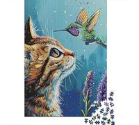 for Adults 1000 Piece Puzzle Hummingbird Cat Art Print Puzzles for Adults Hands-on Game Staycation Kill Time Unique Gifts for Birthday And Christmas 70x50cm/1000pcs