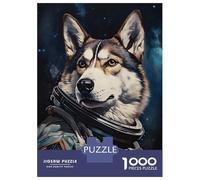for Adults 1000 Piece Puzzle Husky Dog The Astronaut Puzzles for Adults Brain Teaser Game Perfect Decoration Difficult And Challenge 52x38cm/1000pcs