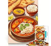 for Adults 1000 Piece Puzzle Indian Cuisine Curry, Rice, And Naan Sharp Cut Art Smart Challenge Fun Idle Time Game Christmas Wall Decor (50x75cm)