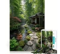 for Adults 1000 Piece Puzzle Japanese Bamboo Garden Sharp Cut Art Smart Challenge Fun Idle Time Game Christmas Wall Decor (38x52cm)