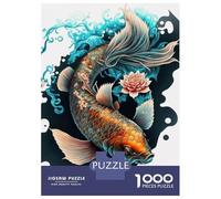for Adults 1000 Piece Puzzle Japanese Koi Fish Puzzles for Adults Hands-on Game Staycation Kill Time Unique Gifts for Birthday And Christmas 52x38cm/1000pcs