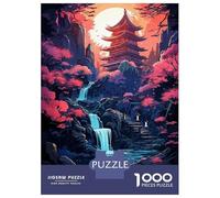 for Adults 1000 Piece Puzzle Japanese Temple Waterfall Puzzles for Adults Hands-on Game Staycation Kill Time Unique Gifts for Birthday And Christmas 38x26cm/1000pcs