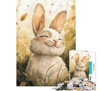 for Adults 1000 Piece Puzzle Joyful Bunny in Grass Jigsaw for Teenagers Pattern Assembly Parent-child Interaction Birthday And Unique Gifts (Size 50x75cm)