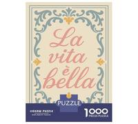 for Adults 1000 Piece Puzzle La Vita È Bella Text Art Puzzles for Adults Brain Teaser Game Perfect Decoration Difficult And Challenge 52x38cm/1000pcs