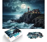for Adults 1000 Piece Puzzle Lighthouse at night Made of cardboard,for 14+ Staycation Kill time Christmas game Presents for Women。size:26x38cm/10.24x14.96inch