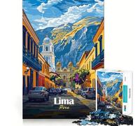 for Adults 1000 Piece Puzzle Lima, Peru Cityscape Illustration Sharp Cut Art Smart Challenge Fun Idle Time Game Christmas Wall Decor (38x26cm)